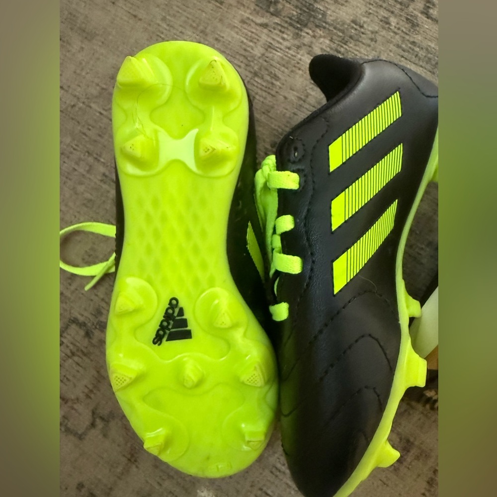 adidas Kids Black and Neon Yellow Soccer Cleats - Picture 3 of 3